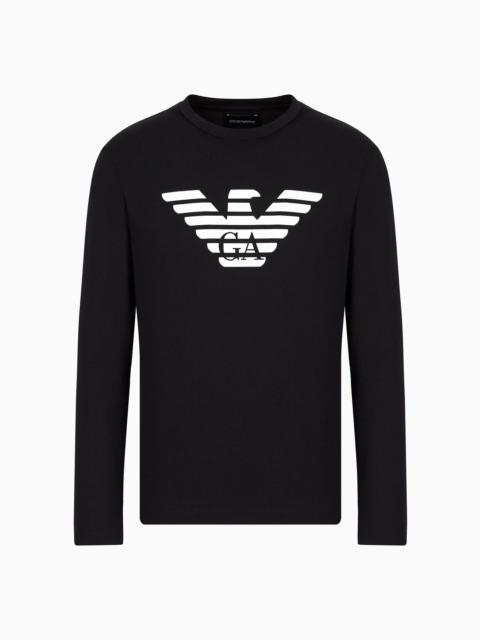 EMPORIO ARMANI Pima-jersey jumper with printed logo