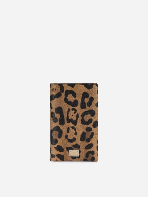 Dolce & Gabbana Leopard-print Crespo passport holder with branded plate