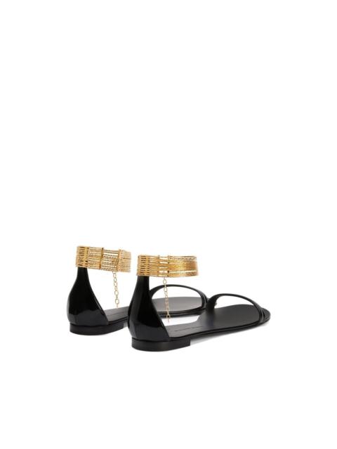 Giuseppe Zanotti Kay gold ankle-strap flat sandals