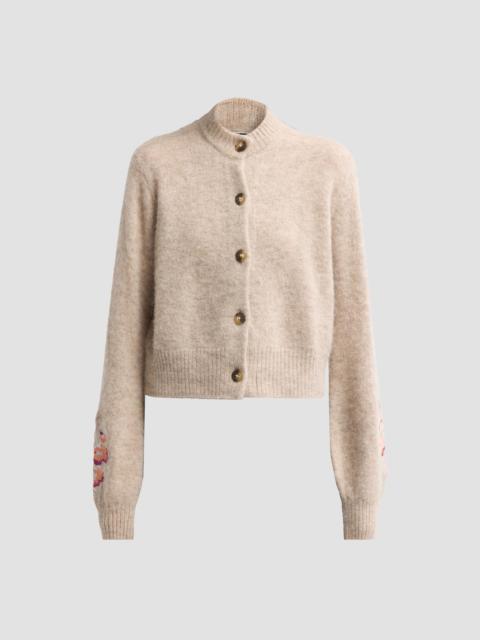CIAO LUCIA! Women's Liane Floral Embroidered Cardigan - Oatmeal