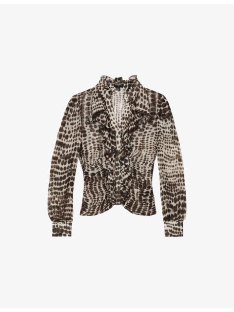 REISS Reiss x Atelier Laverna Animal-Print Woven Blouse