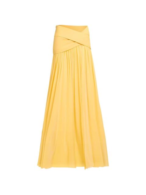 ELIE SAAB wrap-effect pleated silk maxi skirt