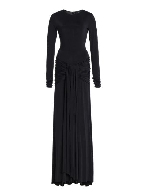 SEV Knotted Knit-Jersey Maxi Dress black