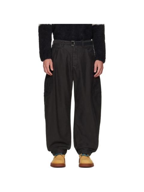 sacai Black Sueded Cotton Cargo Pants