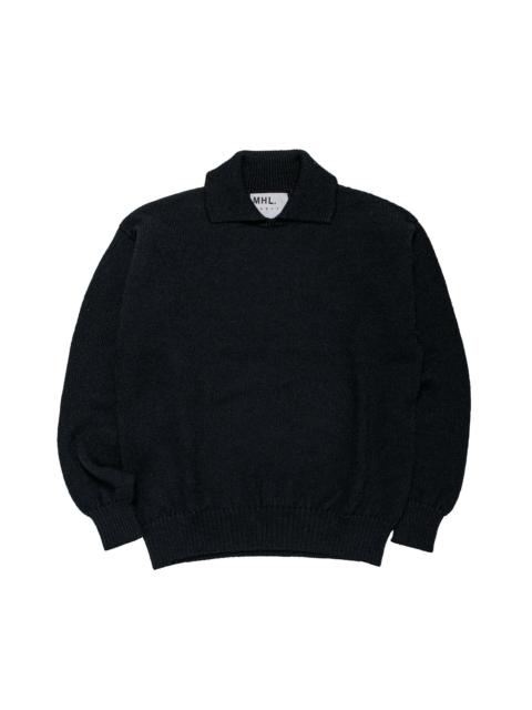 MARGARET HOWELL MHL Chunky Collared Sweater Virgin Wool Black