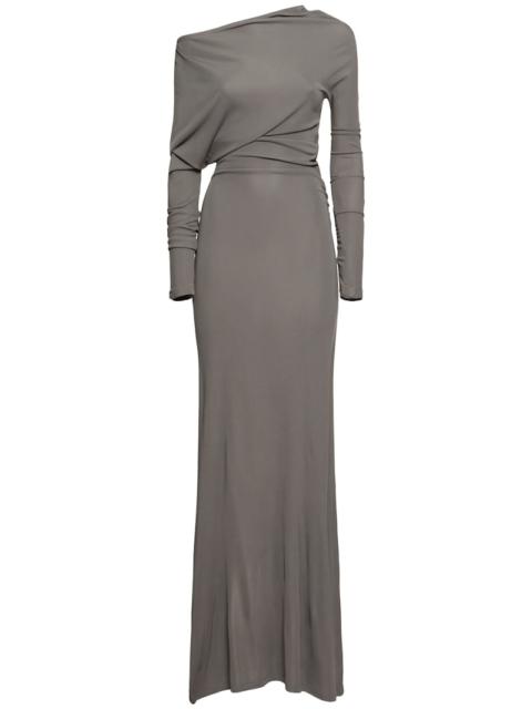 One-shoulder viscose jersey long dress
