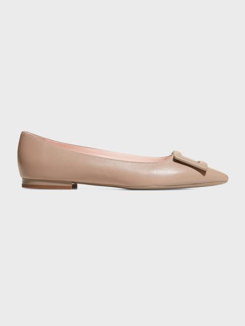 Roger Vivier Gommettine Leather Buckle Ballerina Flats