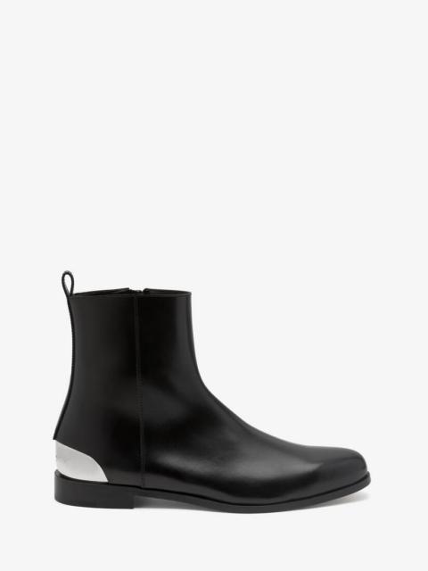 Alexander McQueen Men's Metal Heel Boot in Black/silver