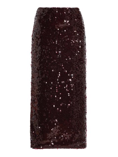 ROTATE Sequined Midi Skirt brown