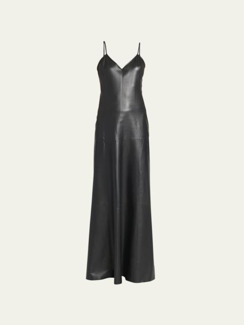 GABRIELA HEARST Ainsley Leather-Front Dress with Cowl Back