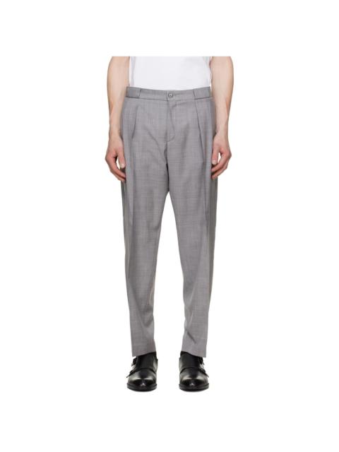 BOSS Gray Pleated Trousers