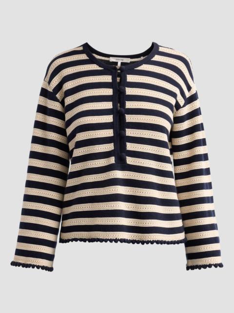 FRAME Women's The Easy Captain Striped Cotton-Cashmere Sweater - Cream Multi