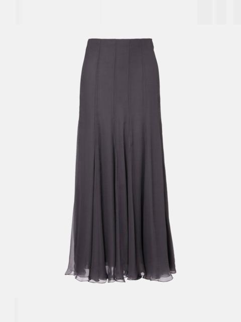 Chloé Paneled high-rise silk muslin maxi skirt
