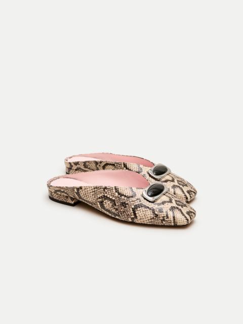 J.CREW Sophie ballet mules in snake-embossed leather