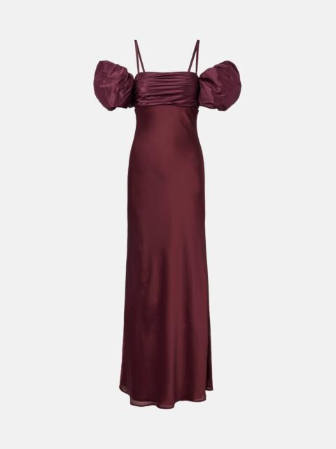 ROTATE Puff-sleeve satin gown