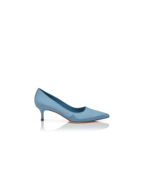 Blue Nappa Leather and Suede Pumps