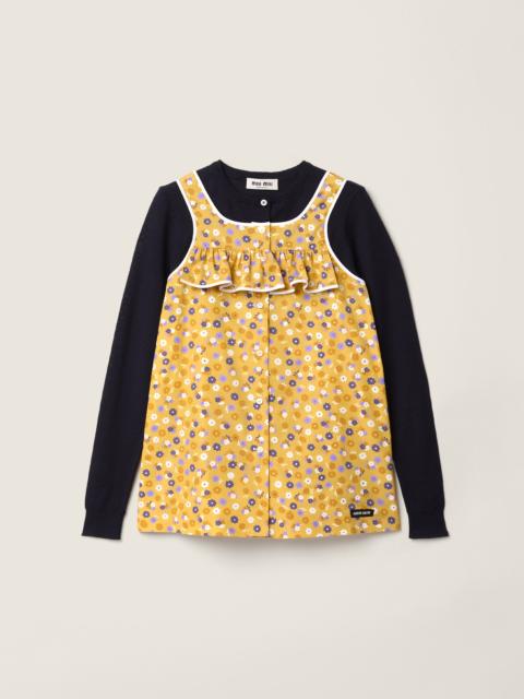 Miu Miu Poplin and wool knit top