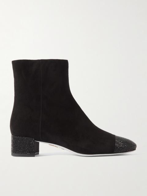 RENE CAOVILLA Bonnie Embellished Suede Ankle Boots