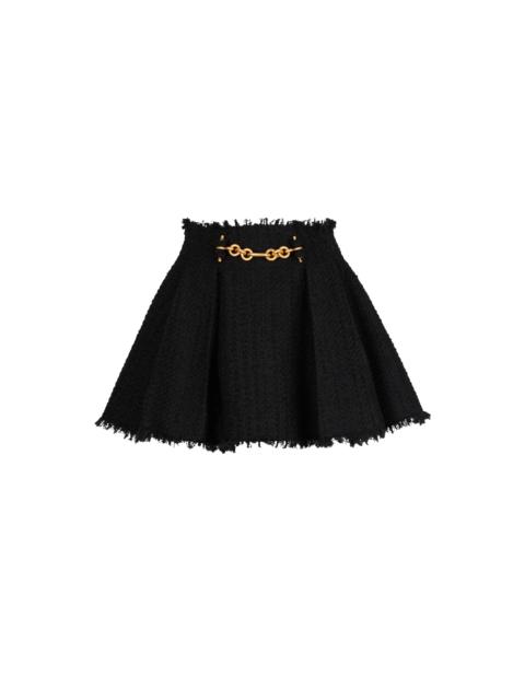 Balmain Pleated flared tweed skirt