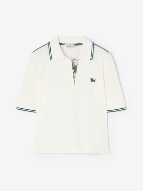 Burberry Cropped Check Cotton Pique Polo Shirt