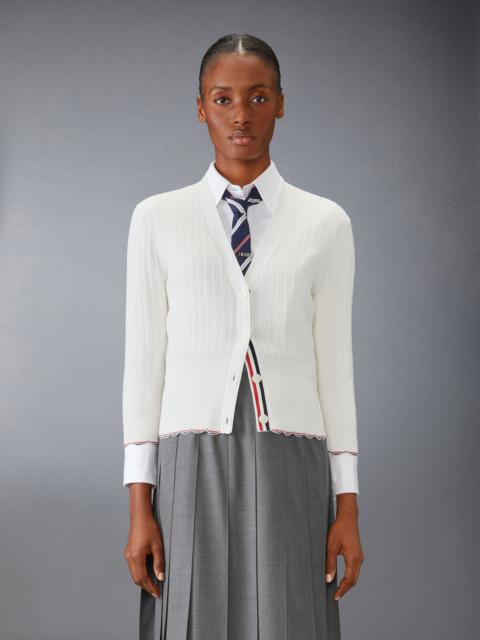 Thom Browne Silk Cotton V Neck Cardigan