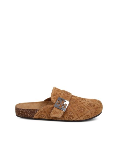 TORY BURCH Mellow logo-debossed buckle slippers