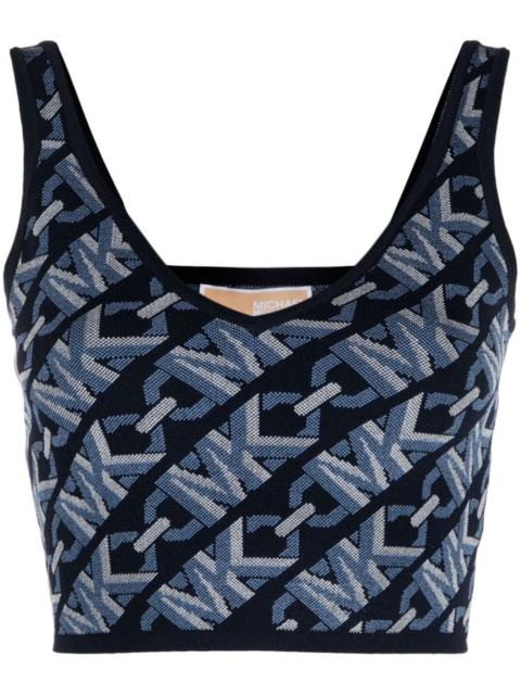 MICHAEL KORS monogram-jacquard cropped tank top