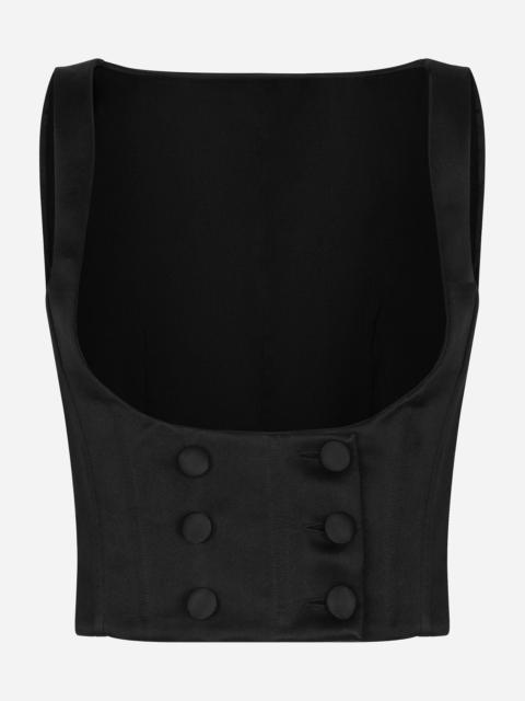 Dolce & Gabbana Double-breasted silk duchesse tuxedo jacket