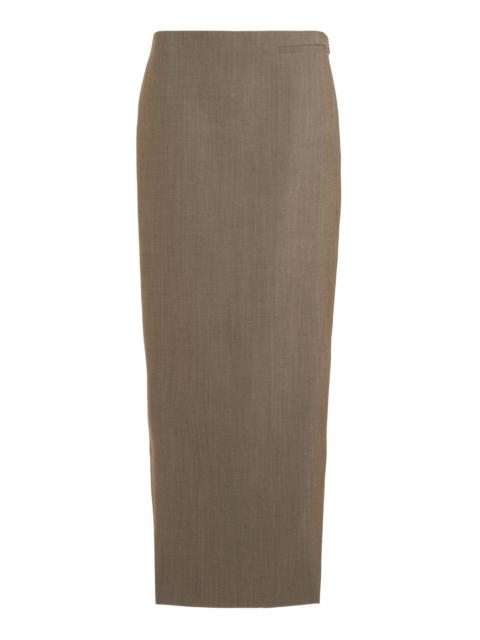 Givenchy Wool-Mohair Kick Midi Skirt neutral