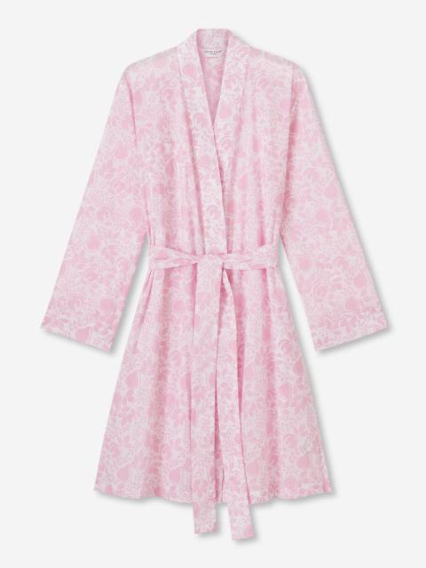 Derek Rose Women's Dressing Gown Nelson 89 Cotton Batiste Pink