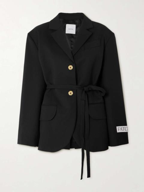 Belted stretch-wool twill blazer