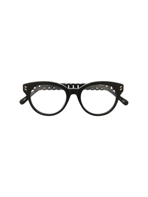 chain-effect round frame glasses