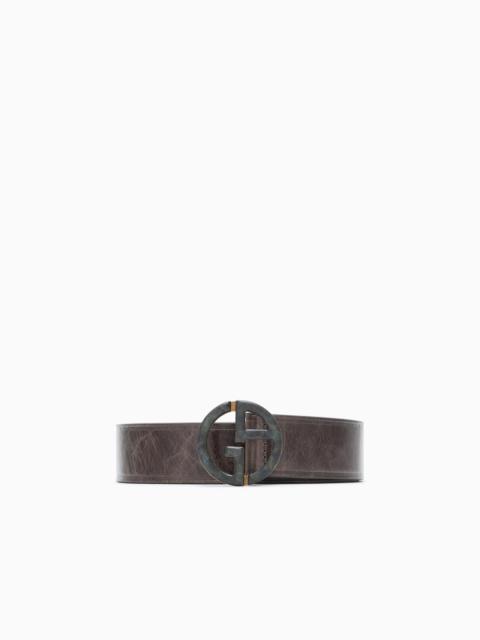 GIORGIO ARMANI PLATE BELT IN LEATHER