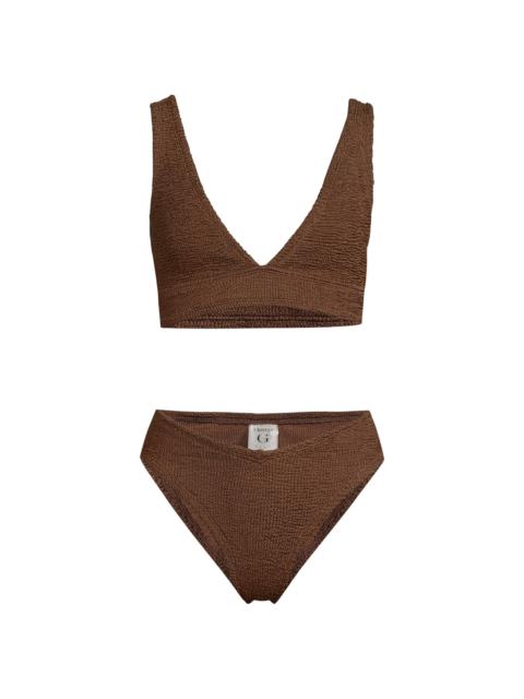 Hunza G Women's Angel Textured Knit Bikini - Metallic Chocolate