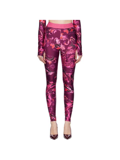 VERSACE JEANS COUTURE Pink & Purple Lycra Barocco Leggings