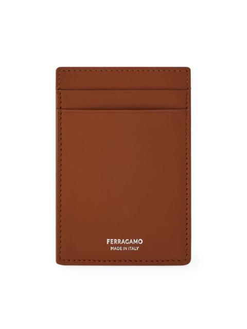 FERRAGAMO Men's Florence Leather Card Case & Money Clip - New Cognac
