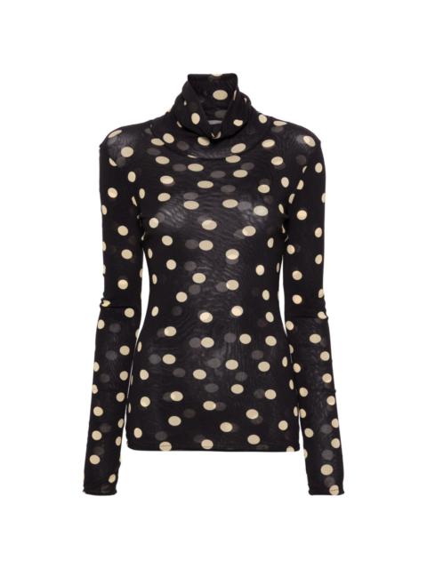 polka dot roll-neck blouse