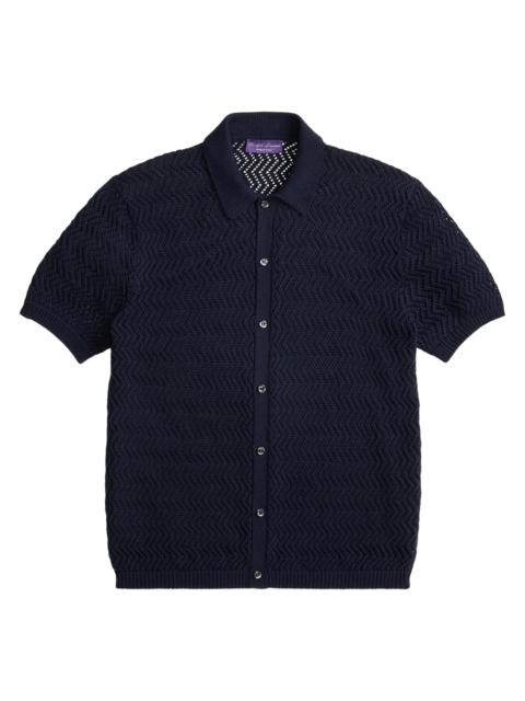 Ralph Lauren Men's Textured Cotton Short-Sleeve Cardigan - Classic Chairman Navy