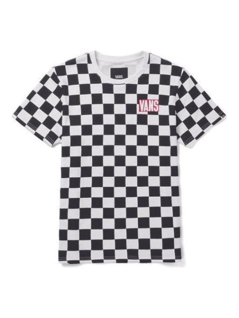 Vans Vans Logo Grid Printing Colorblock Short Sleeve Couple Style Black VN0A4MLUJ0Z