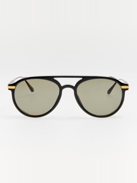 LINDA FARROW Sutton Sunglasses in 22K Gold and Black