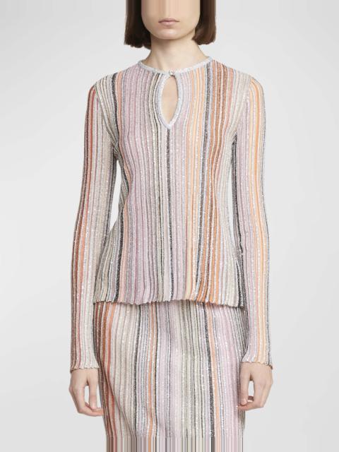 Stripe Keyhole Sweater