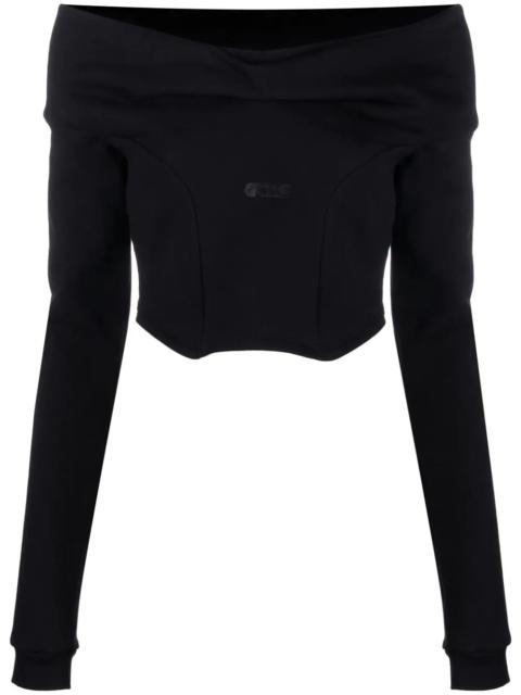 GCDS off-shoulder cropped sweatshirt