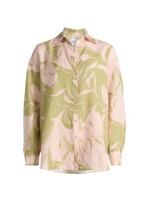 MISA Women's Ani Floral Linen-Blend Shirt - Olive Flora