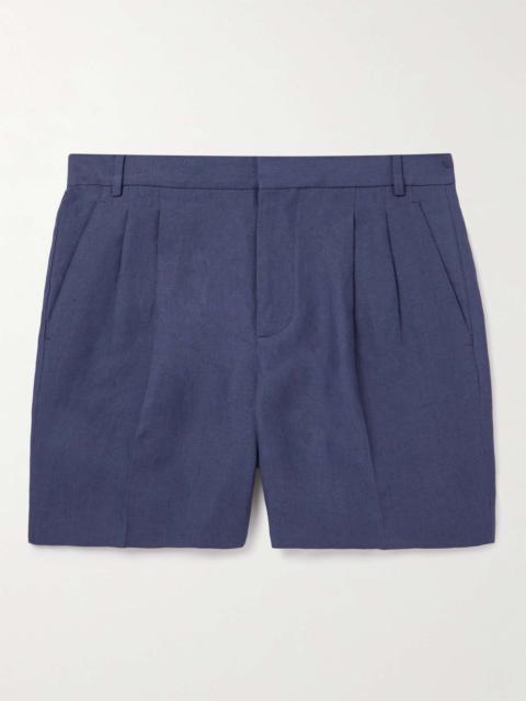 Honiara Straight-Leg Pleated Linen Bermuda Shorts