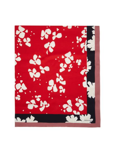Dries Van Noten Red Printed Viscose Scarf