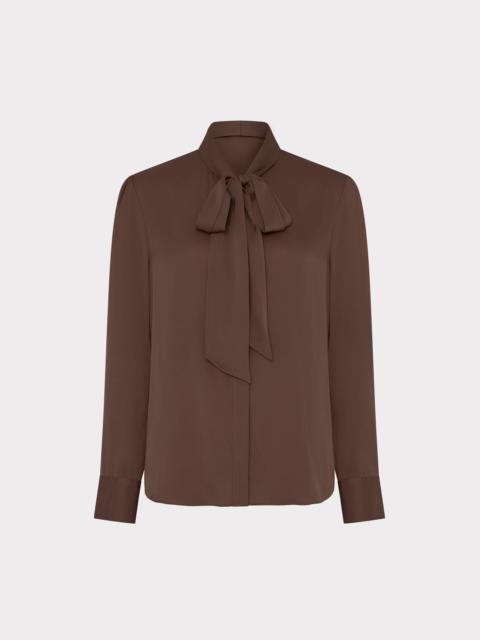 MILLY Tie Neck Silk Blouse