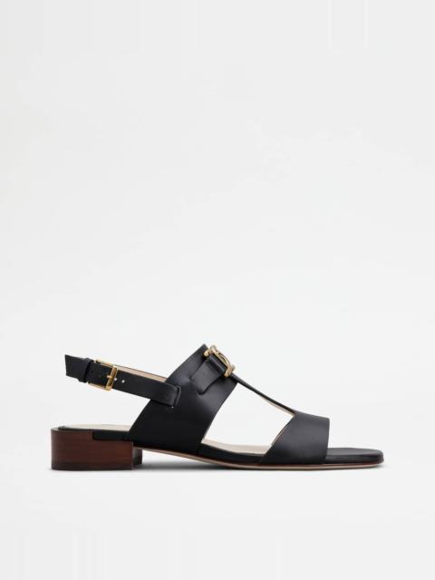 Tod's KATE SANDALS IN LEATHER - BLACK