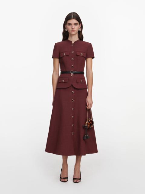 self-portrait Brown Peplum Linen Blend Midi Dress