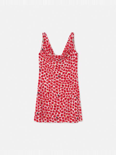 VERSACE Strawberry Garden Devoré Slip Mini Dress