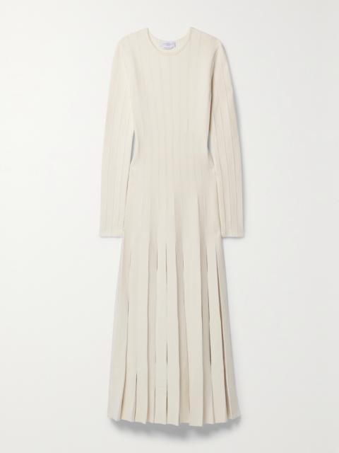 GABRIELA HEARST Walsh Crochet-trimmed Pleated Wool Midi Dress
